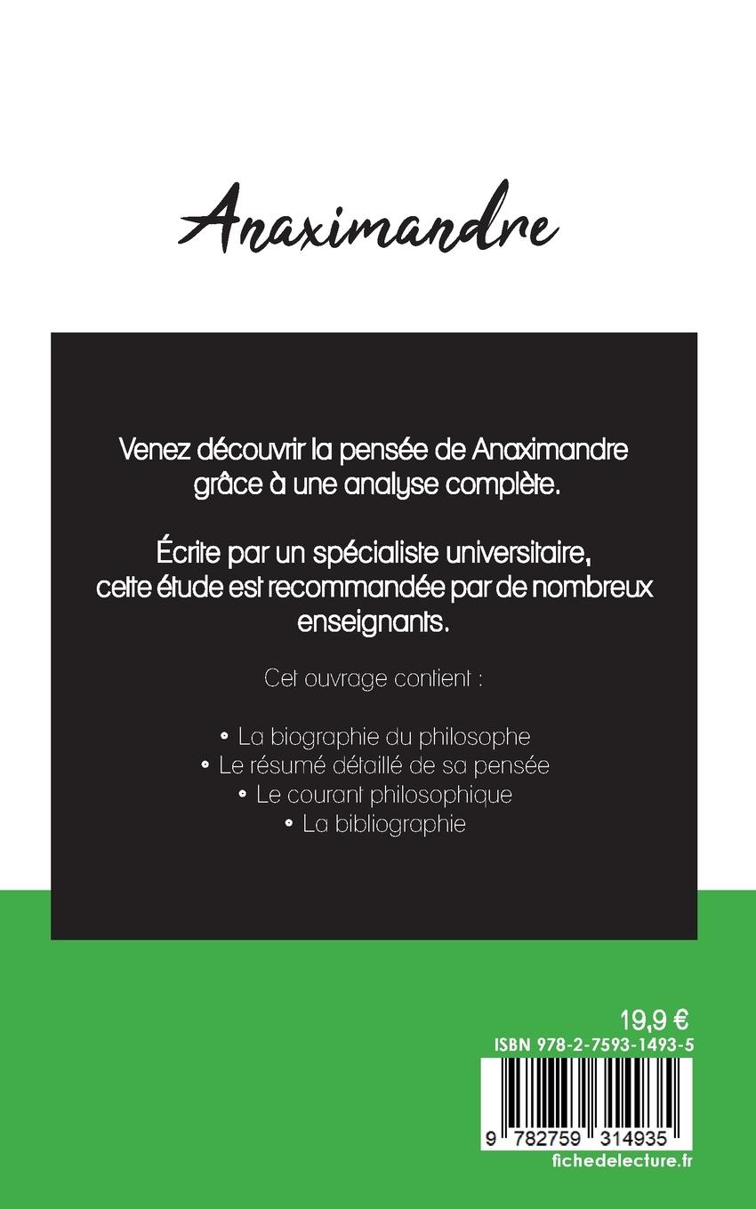 Rückseitencover Anaximandre (étude et analyse complète de sa pensée)