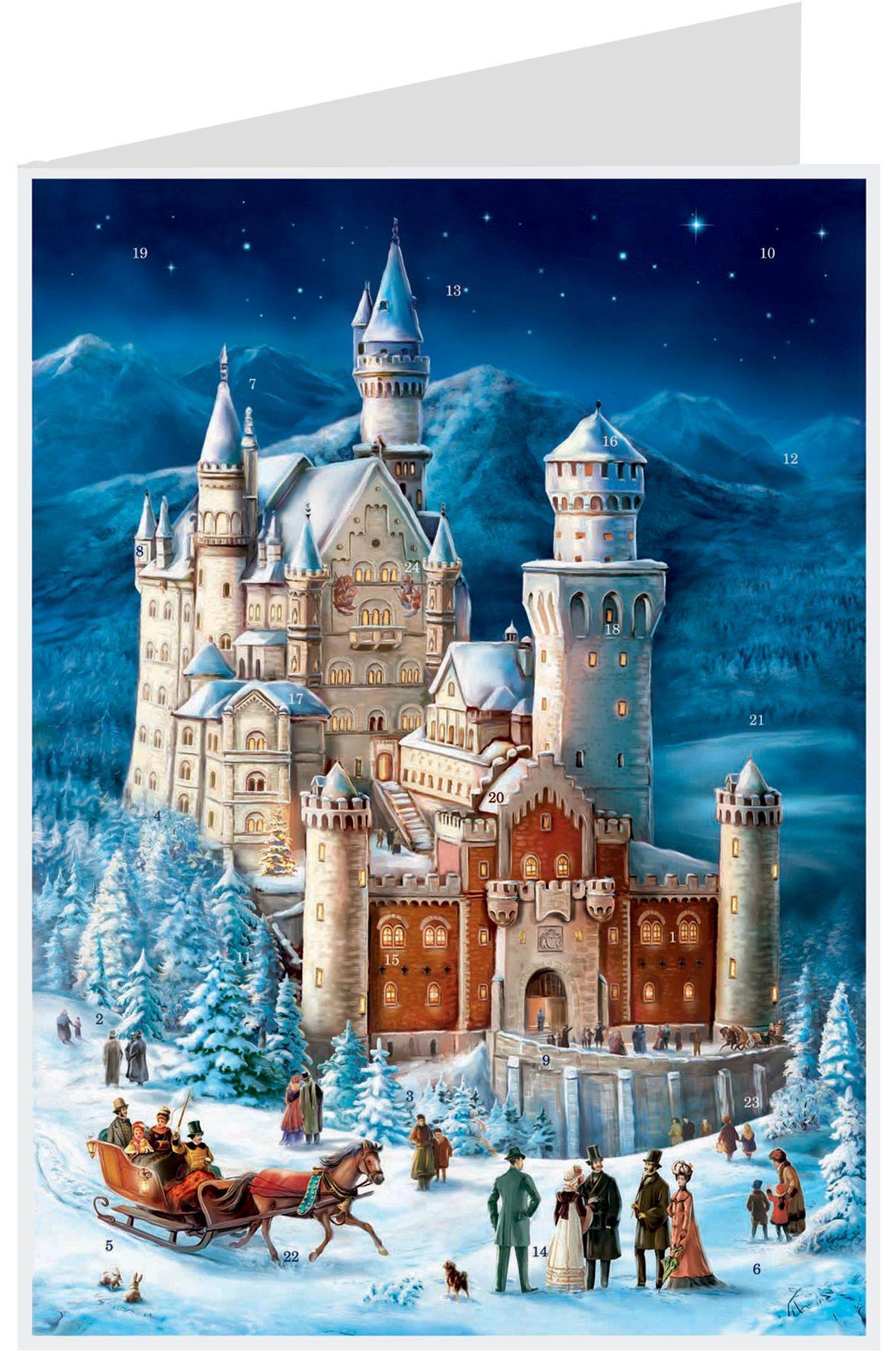 Vorderes Coverbild Postkarten- Adventskalender "Neuschwanstein"