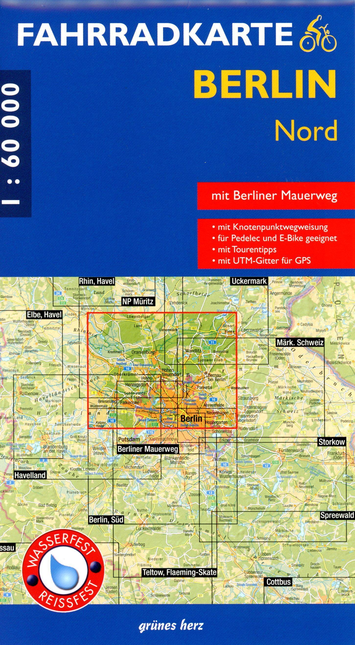 Vorderes Coverbild Fahrradkarte Berlin Nord