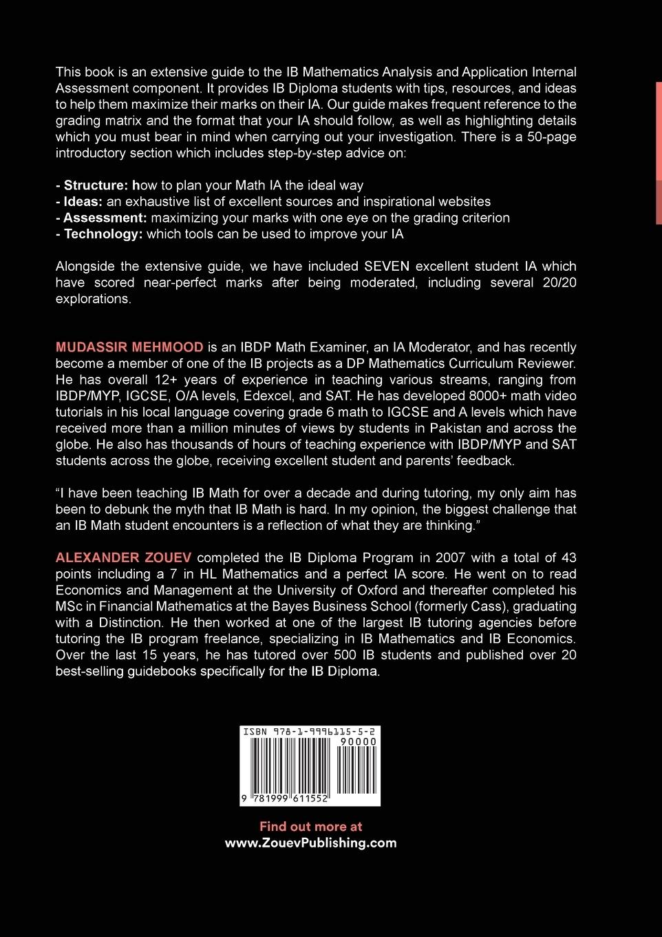 Rückseitencover IB Math AA [Analysis and Approaches] Internal Assessment