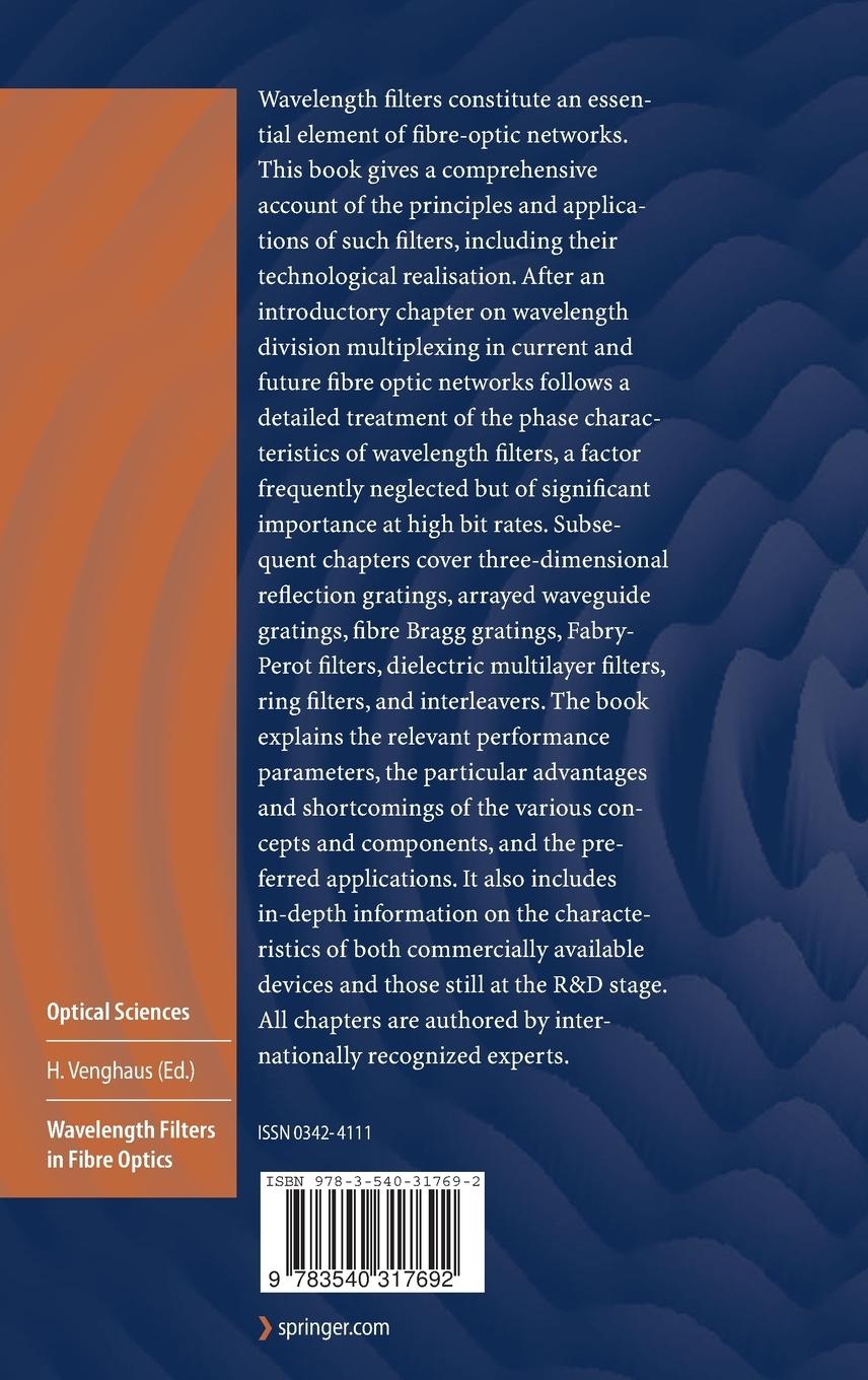Rückseitencover Wavelength Filters in Fibre Optics