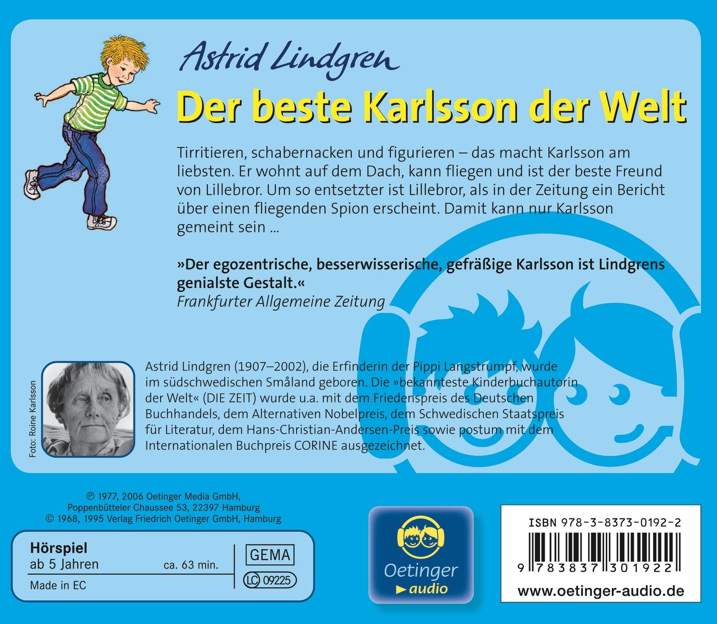 Rückseitencover Der beste Karlsson der Welt. CD