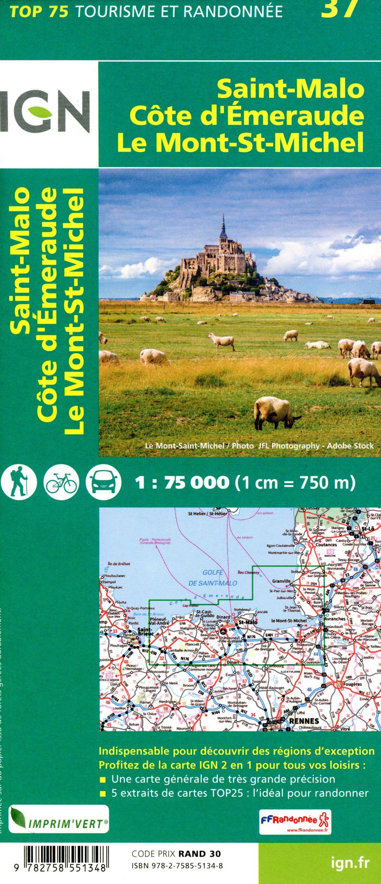 Beispielinhalt (Bild) Saint Malo Côte d'Emeraude Mont St. Michel 1:75 000