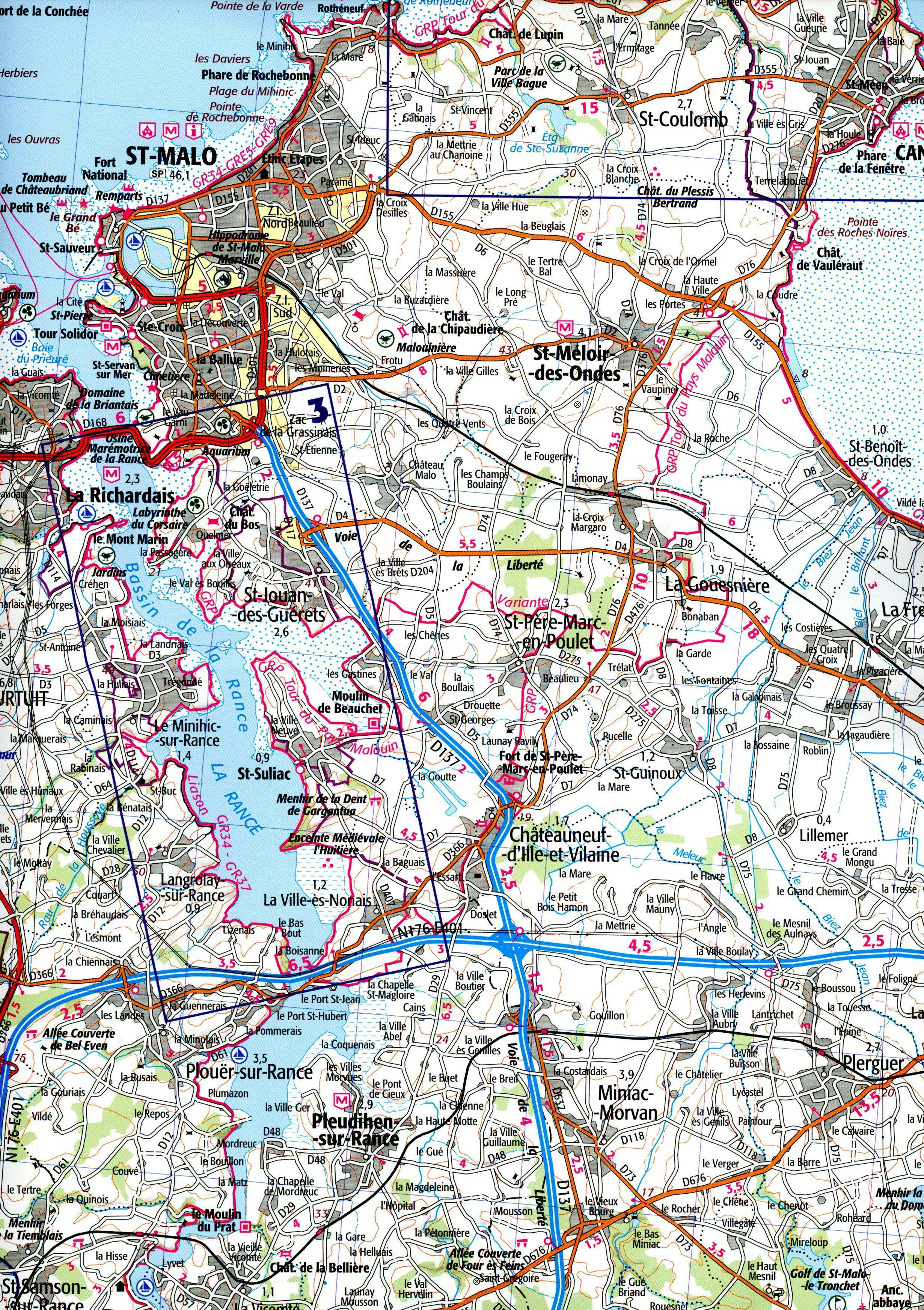 Beispielinhalt (Bild) Saint Malo Côte d'Emeraude Mont St. Michel 1:75 000