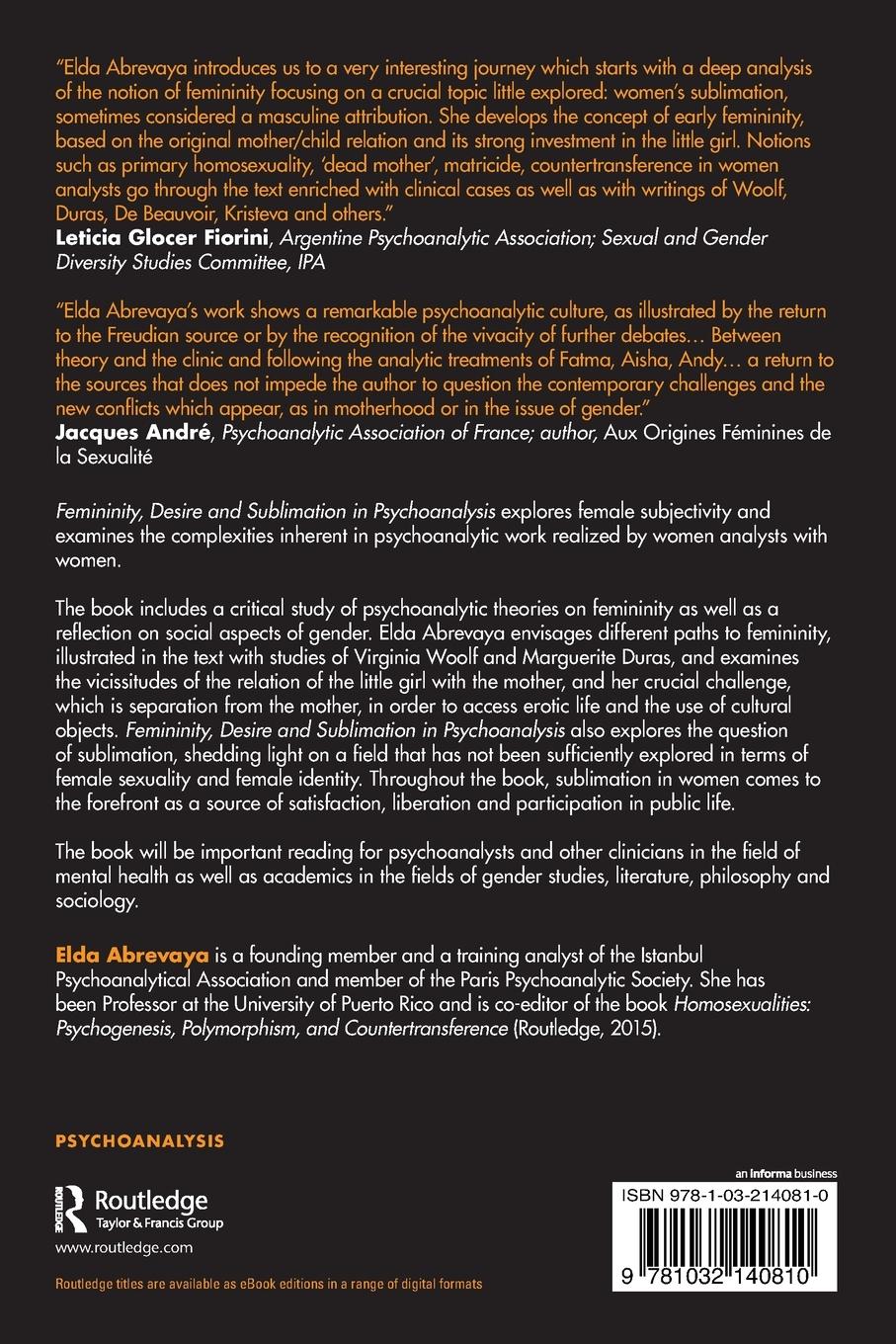 Rückseitencover Femininity, Desire and Sublimation in Psychoanalysis