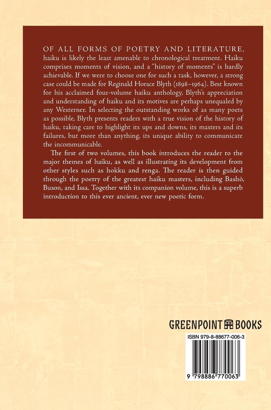 Rückseitencover A History of Haiku (Volume One)