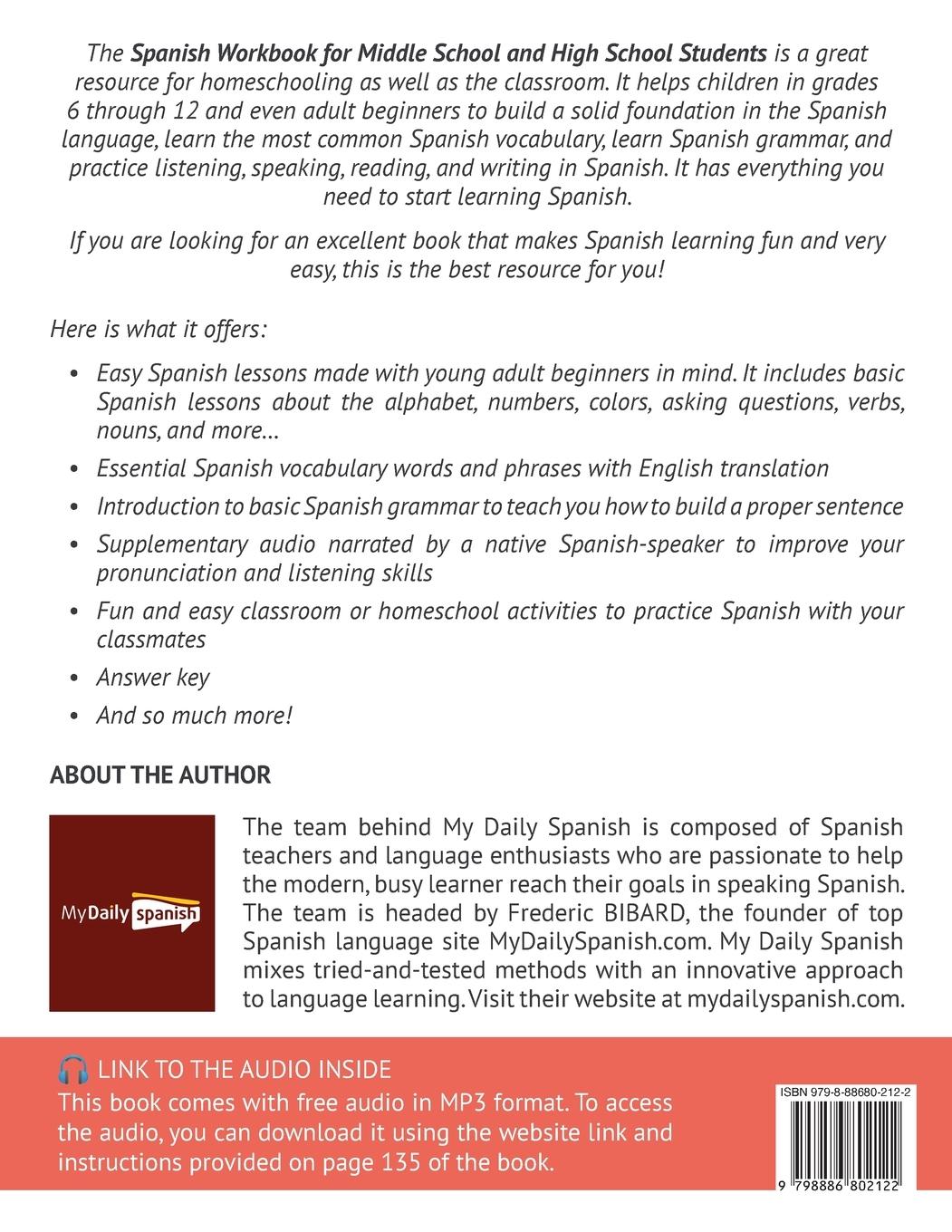 Rückseitencover Spanish Workbook for Middle School and High School Students - Grades 6-12