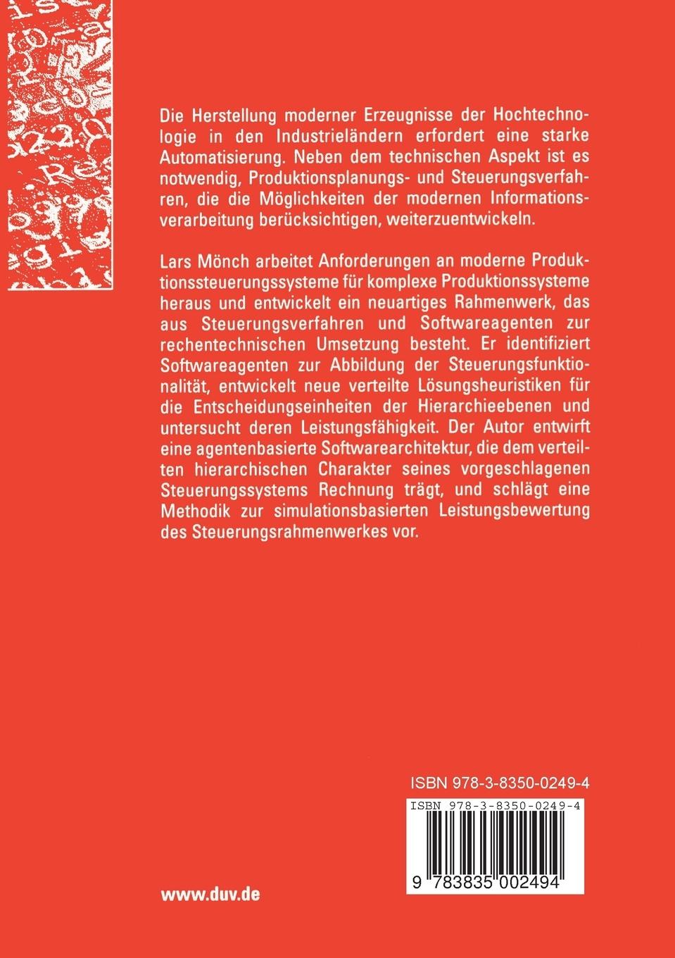 Rückseitencover Agentenbasierte Produktionssteuerung komplexer Produktionssysteme