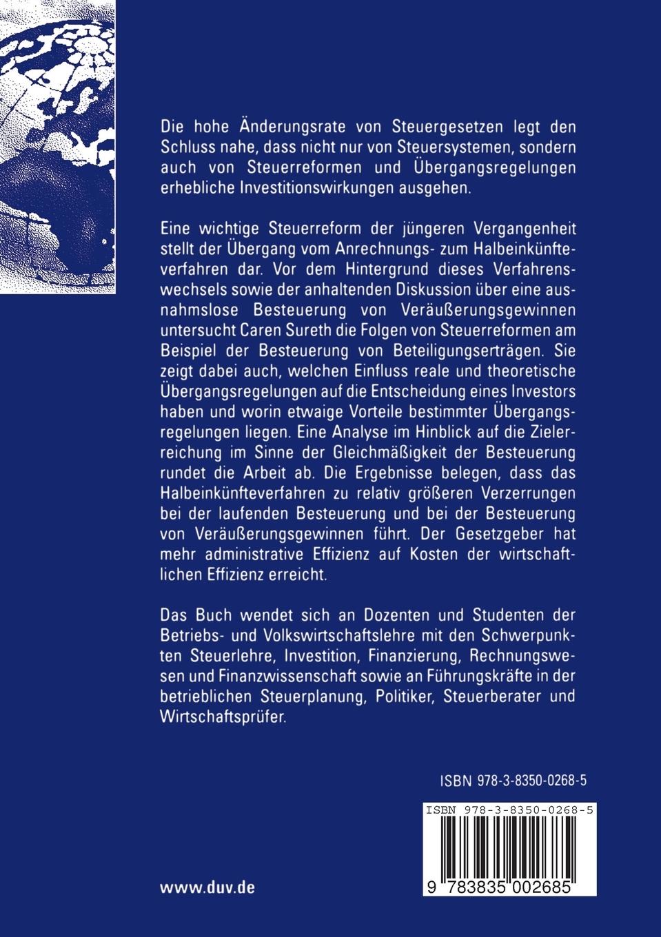 Rückseitencover Steuerreformen und Übergangsprobleme bei Beteiligungsinvestitionen