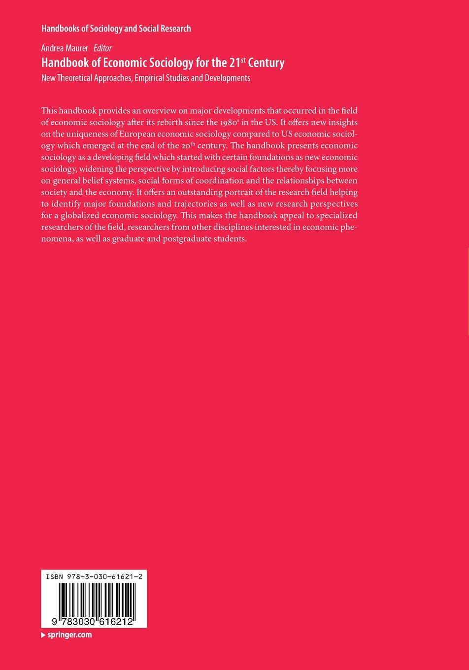 Rückseitencover Handbook of Economic Sociology for the 21st Century