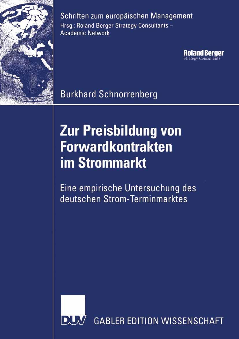 Vorderes Coverbild Zur Preisbildung von Forwardkontrakten im Strommarkt