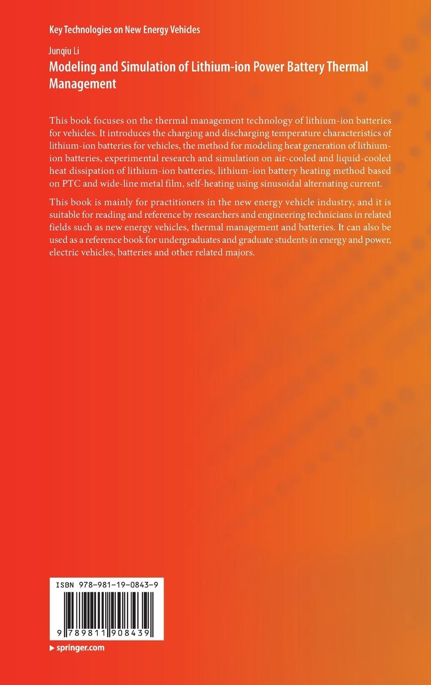 Rückseitencover Modeling and Simulation of Lithium-ion Power Battery Thermal Management