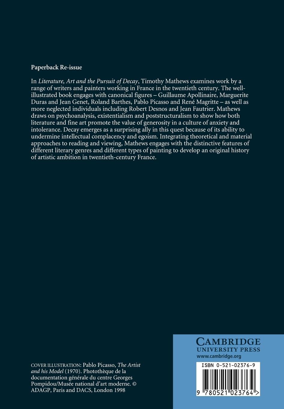 Rückseitencover Literature, Art and the Pursuit of Decay in Twentieth-Century France