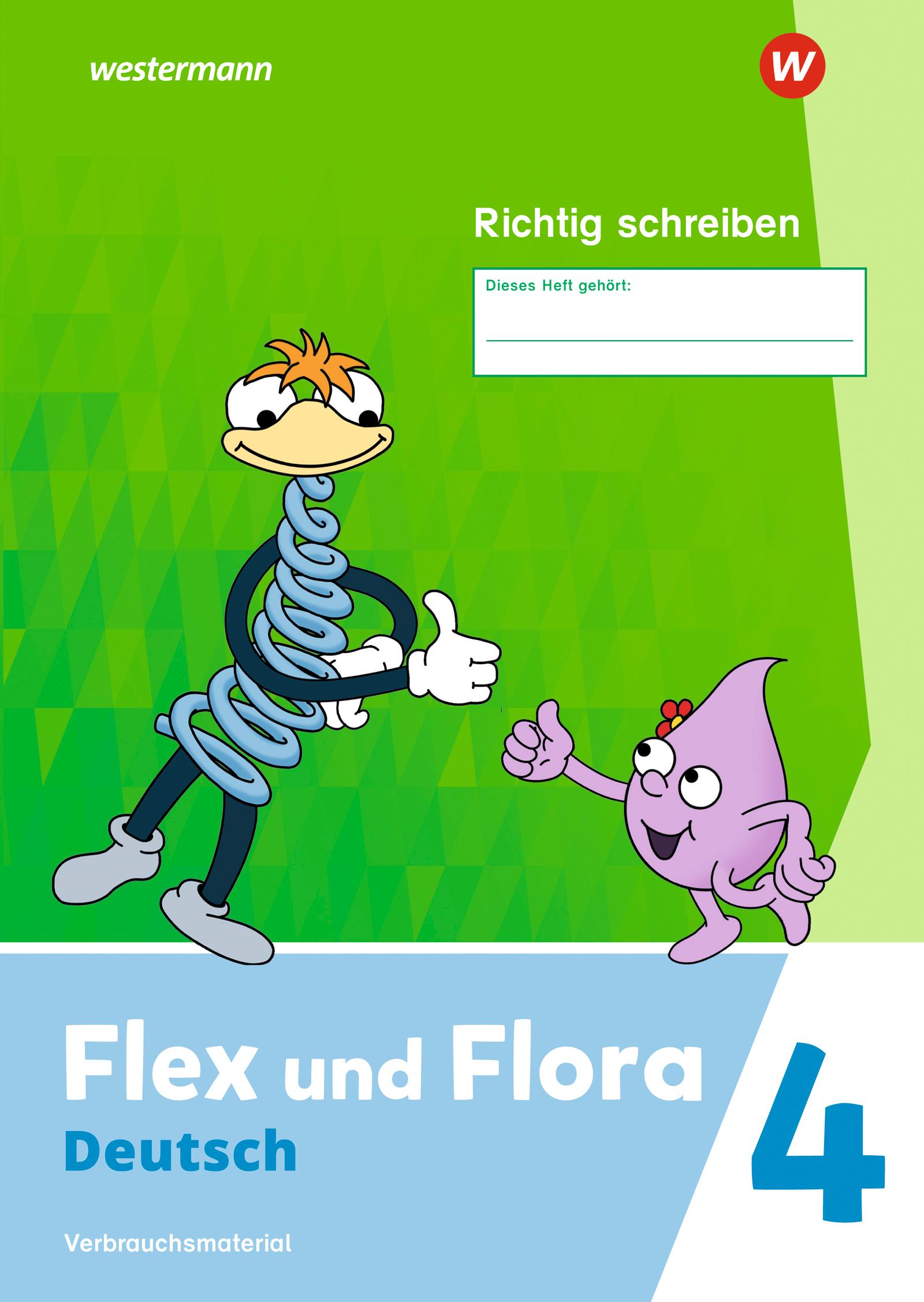 Vorderes Coverbild Flex und Flora 4. Heft Richtig schreiben (Druckschrift) Verbrauchsmaterial