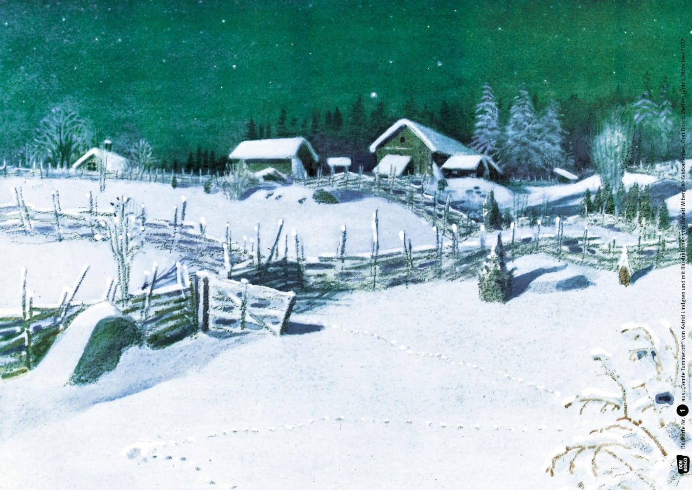 Beispielinhalt (Bild) Tomte Tummetott. Kamishibai Bildkartenset