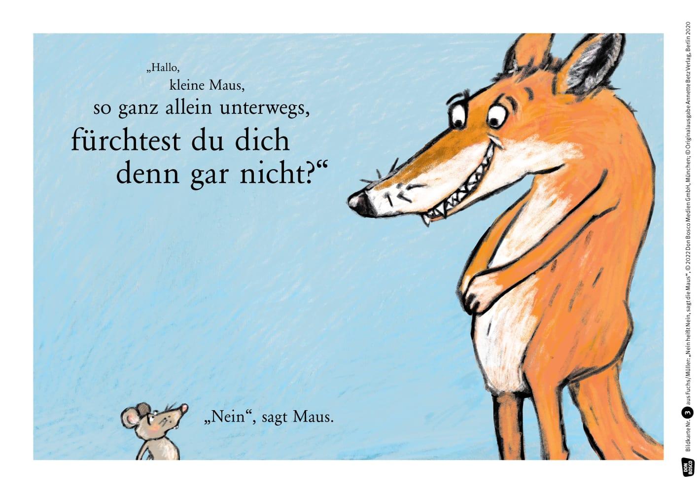 Beispielinhalt (Bild) Nein heißt Nein, sagt die Maus. Kamishibai Bildkartenset