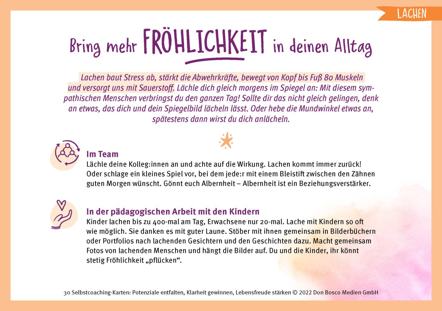 Beispielinhalt (Bild) 30 Selbstcoaching-Karten: Potenziale entfalten, Klarheit gewinnen, Lebensfreude stärken