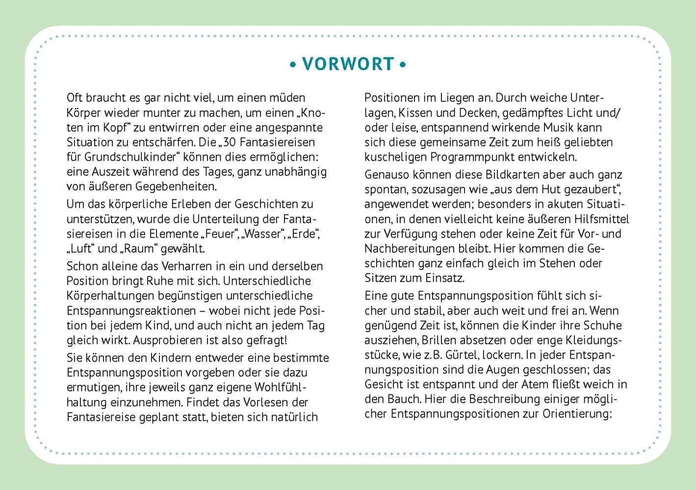 Beispielinhalt (Bild) 30 Fantasiereisen für Grundschul-Kinder