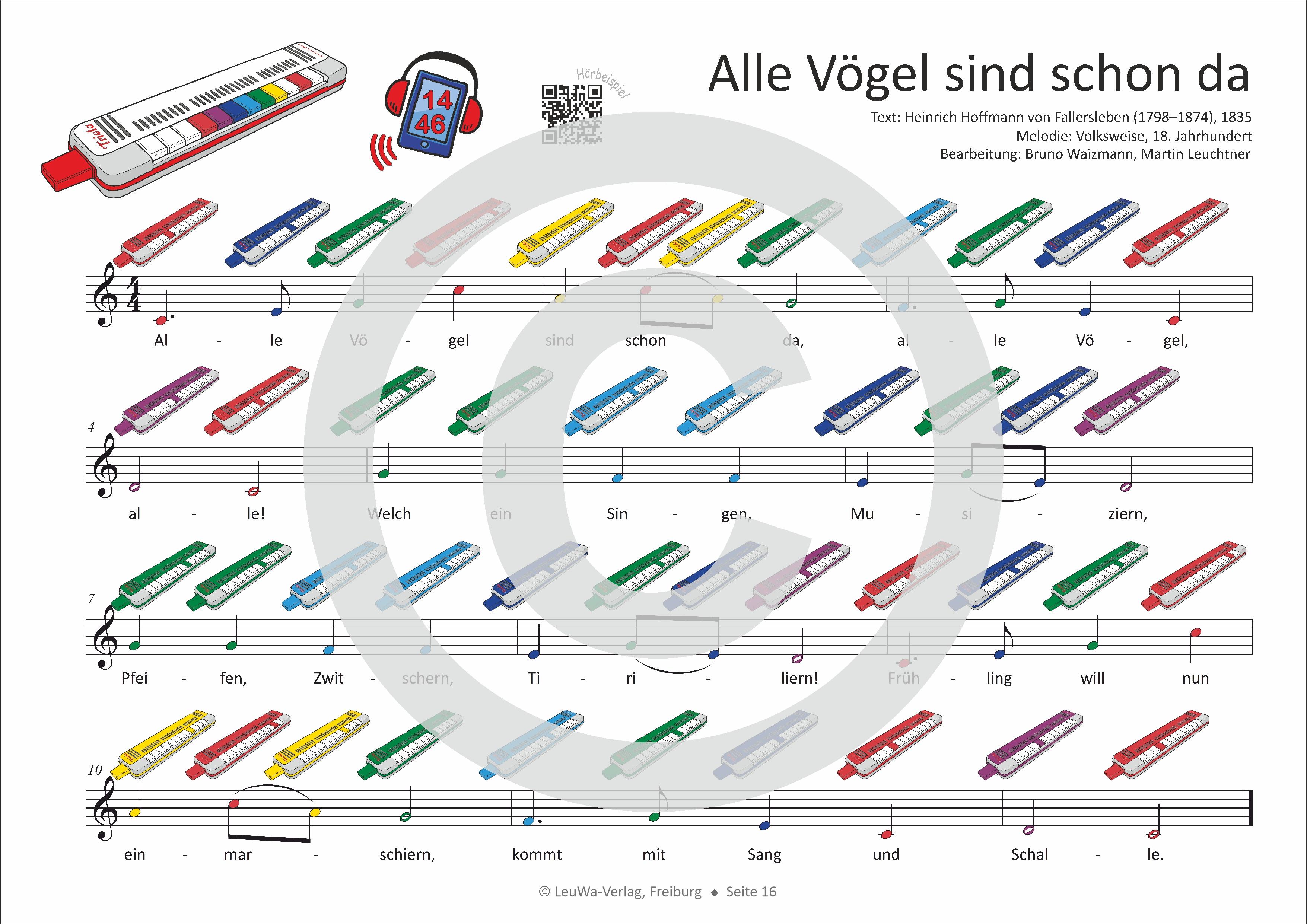 Beispielinhalt (Bild) Einfacher!-Geht-Nicht: 32 Kinderlieder, Weihnachtslieder, Hits & Evergreens mit bunten Noten für die Triola (+Play-Along-Streaming)