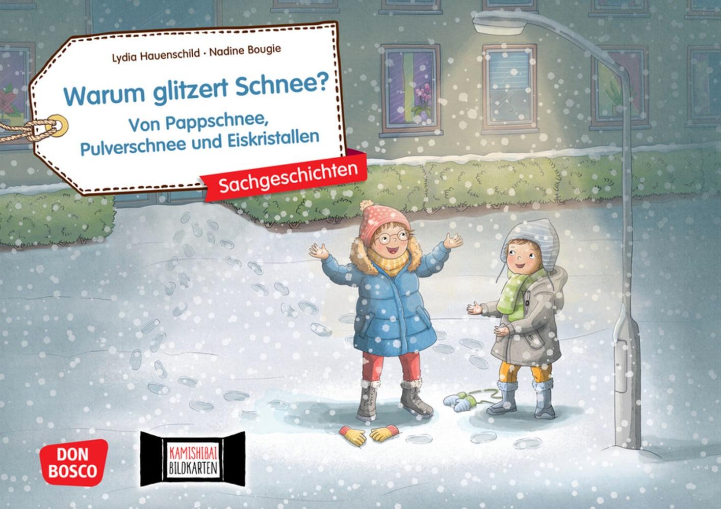 Vorderes Coverbild Warum glitzert Schnee? Von Pappschnee, Pulverschnee und Eiskristallen. Kamishibai Bildkartenset