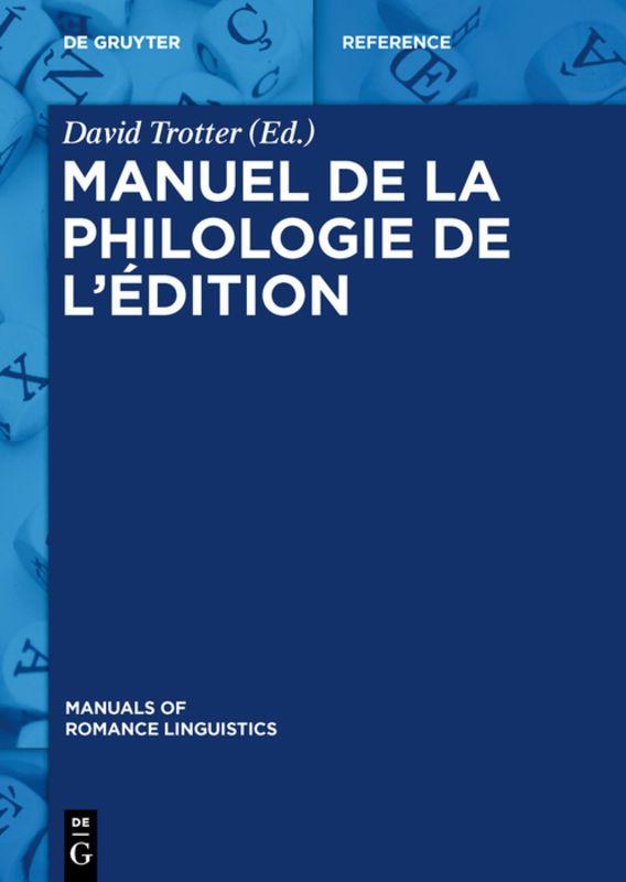 Vorderes Coverbild Manuel de la philologie de l'édition