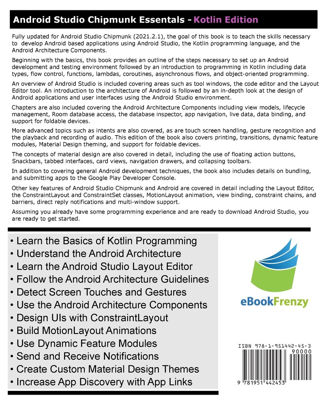 Rückseitencover Android Studio Chipmunk Essentials - Kotlin Edition