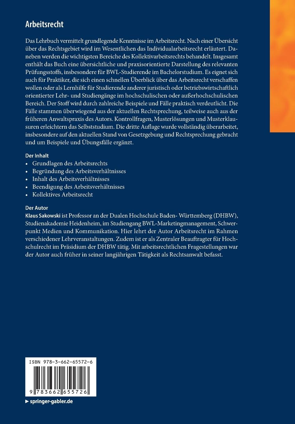 Rückseitencover Arbeitsrecht