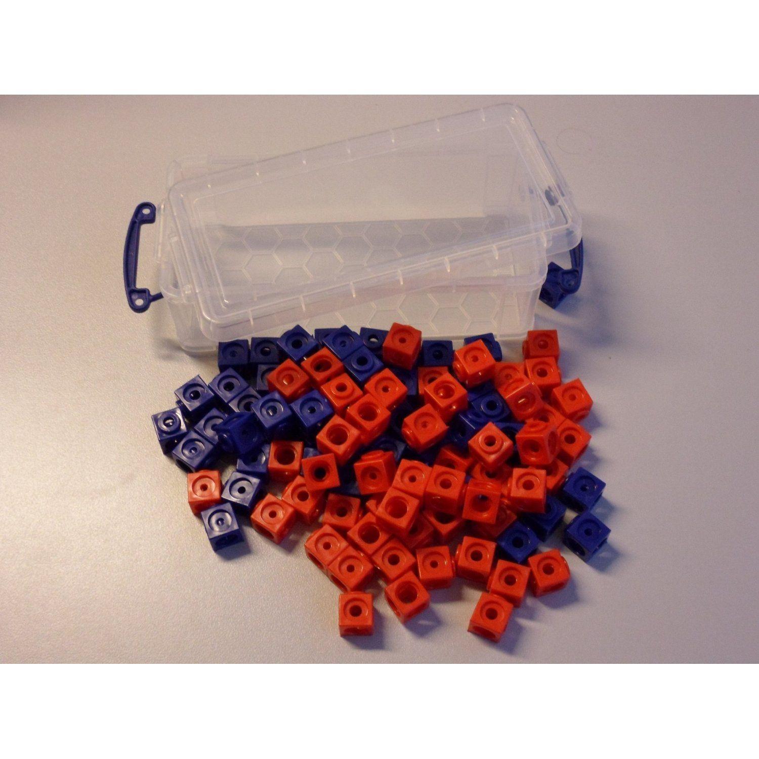 Vorderes Coverbild 100 Steckwürfel rot/blau in der Box