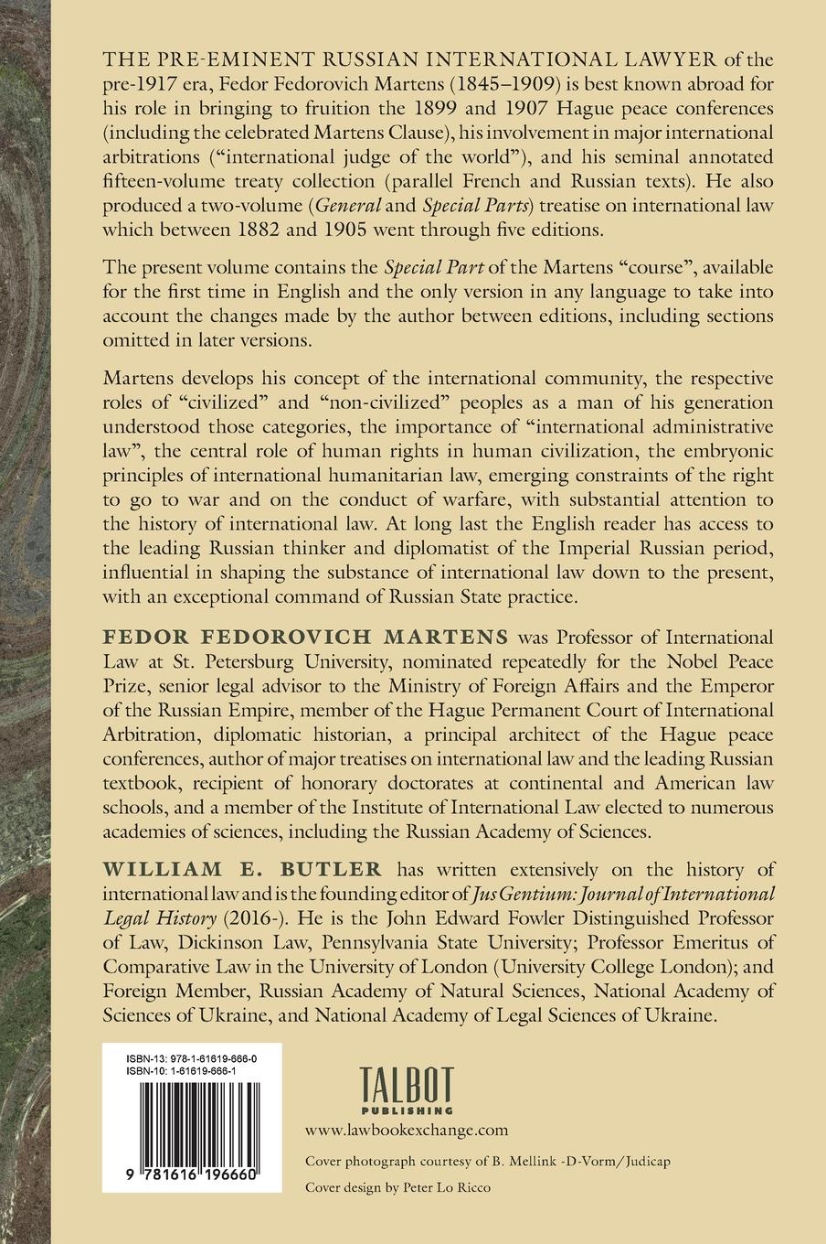 Rückseitencover Contemporary International Law of Civilized Peoples