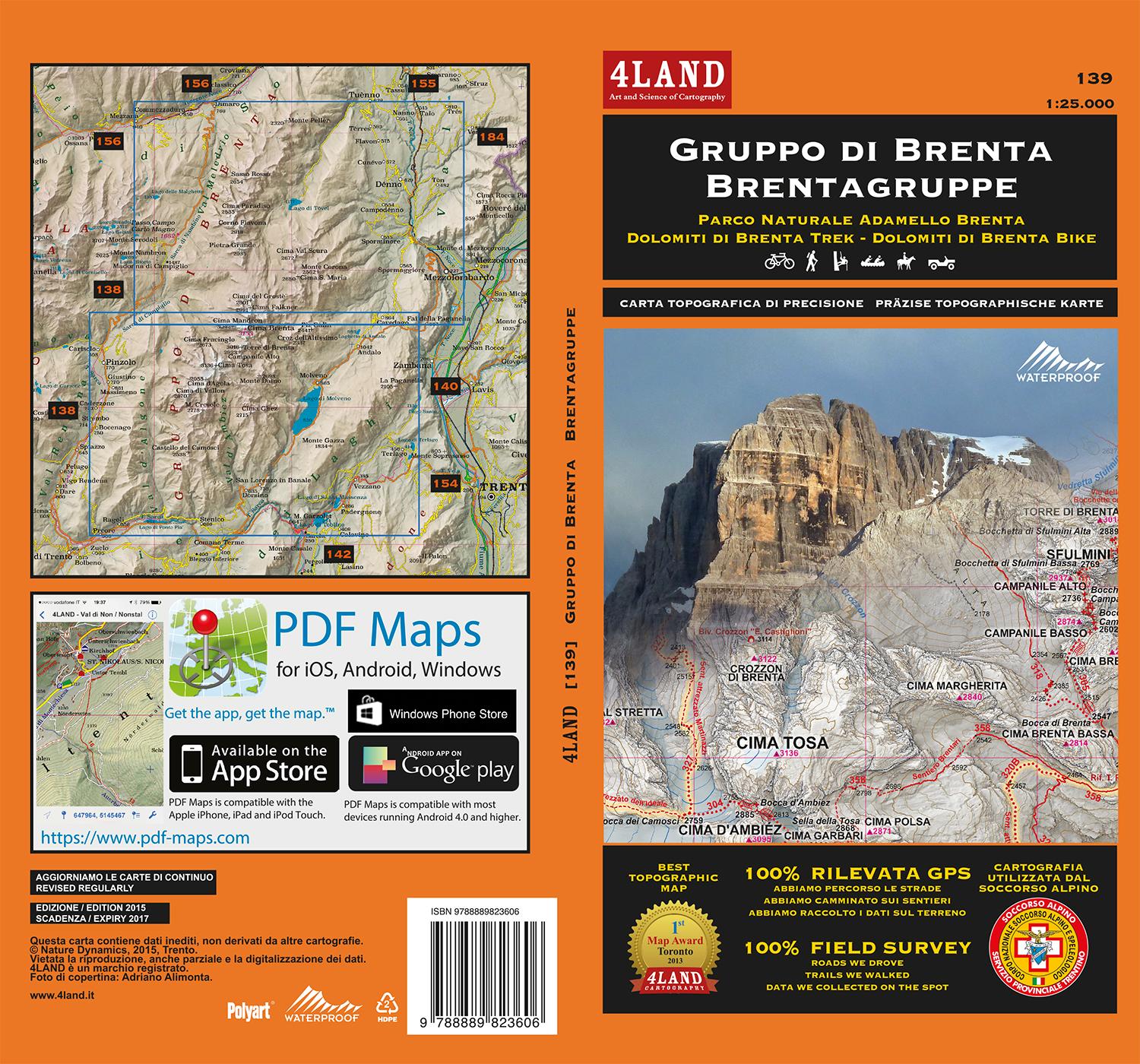 Vorderes Coverbild Gruppo di Brenta - Brentagruppe 1 : 25 000