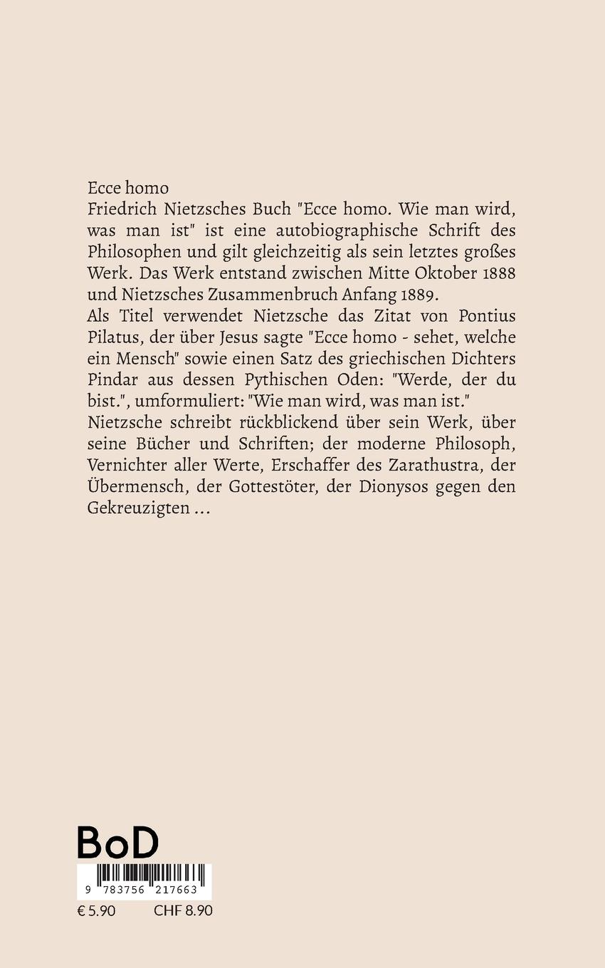 Rückseitencover Ecce Homo
