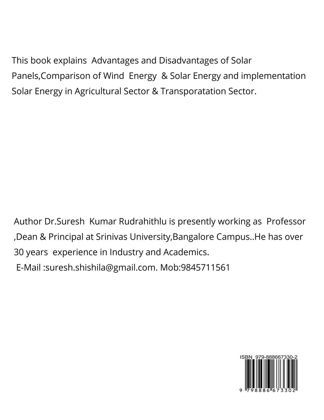 Rückseitencover Introduction to Solar Energy
