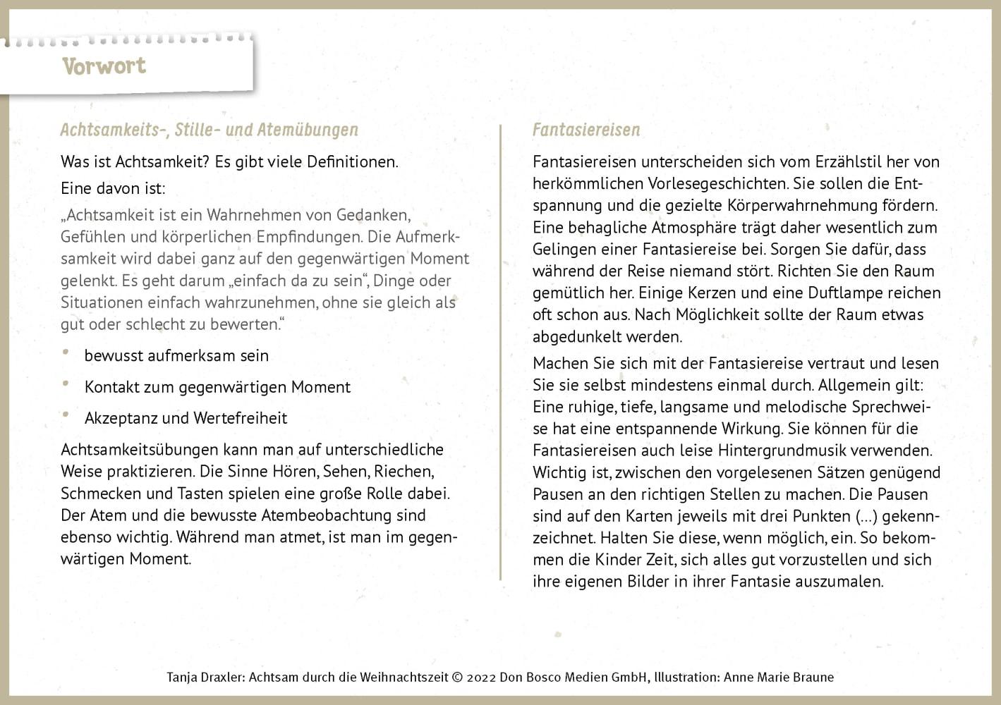 Beispielinhalt (Bild) Achtsam durch die Weihnachtszeit. Fantasiereisen, Massagegeschichten und Achtsamkeitsübungen