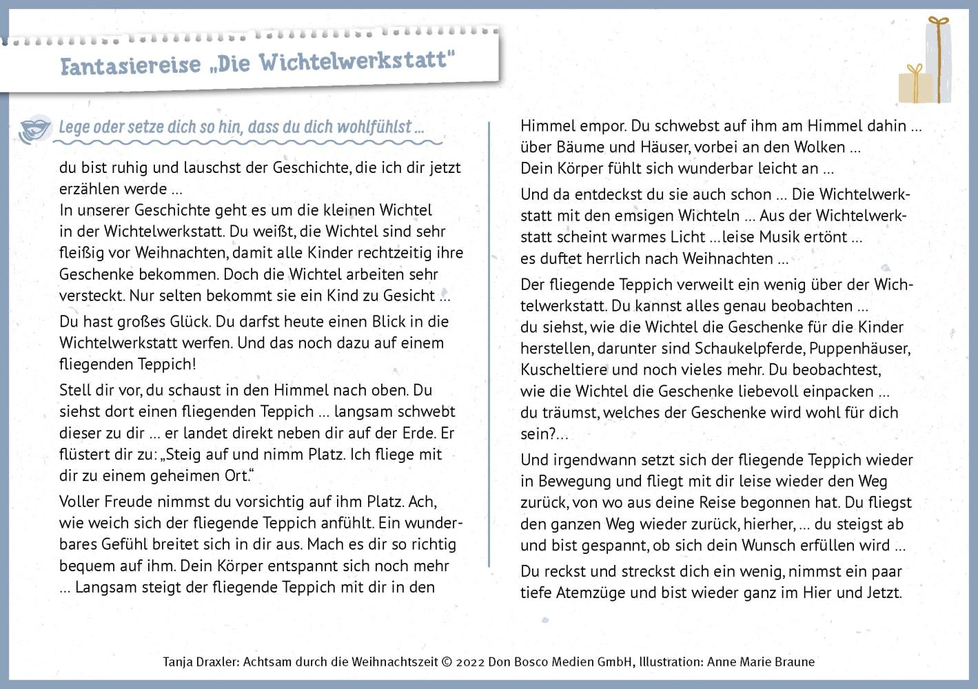 Beispielinhalt (Bild) Achtsam durch die Weihnachtszeit. Fantasiereisen, Massagegeschichten und Achtsamkeitsübungen
