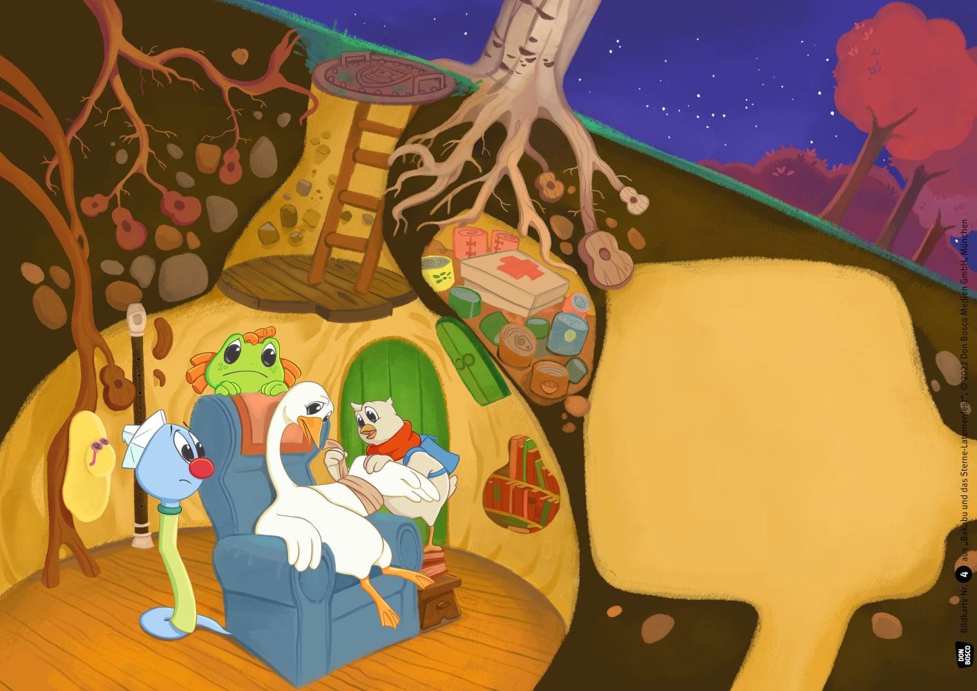 Beispielinhalt (Bild) Bakabu und das Sterne-Laternenfest. Kamishibai Bildkartenset