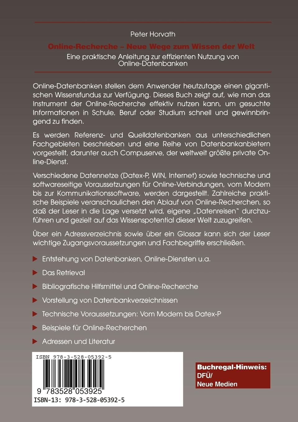 Rückseitencover Online-Recherche Neue Wege zum Wissen der Welt
