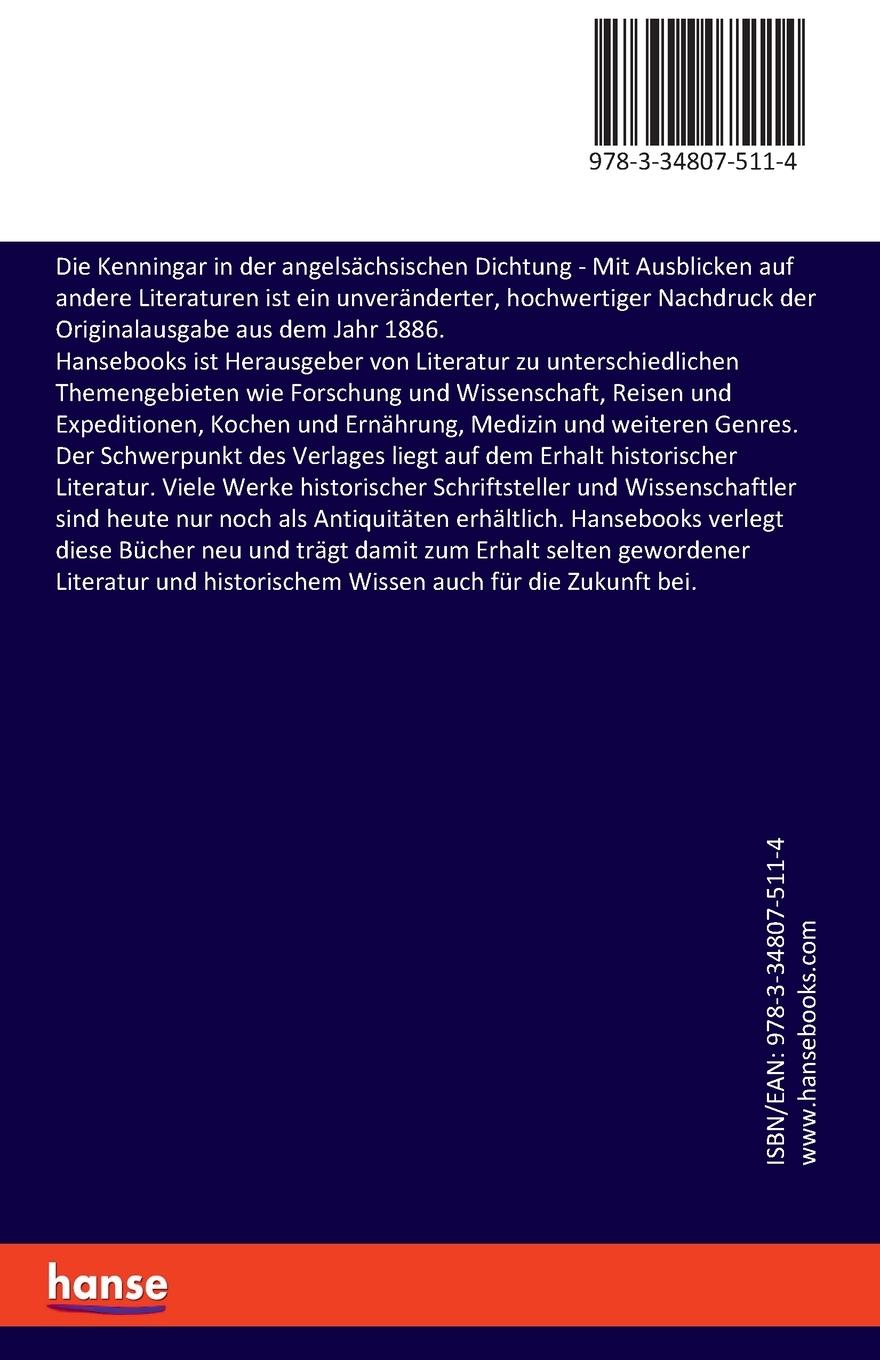 Rückseitencover Die Kenningar in der angelsächsischen Dichtung