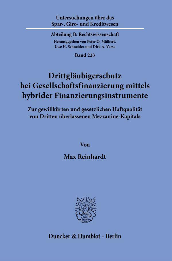 Vorderes Coverbild Drittgläubigerschutz bei Gesellschaftsfinanzierung mittels hybrider Finanzierungsinstrumente.
