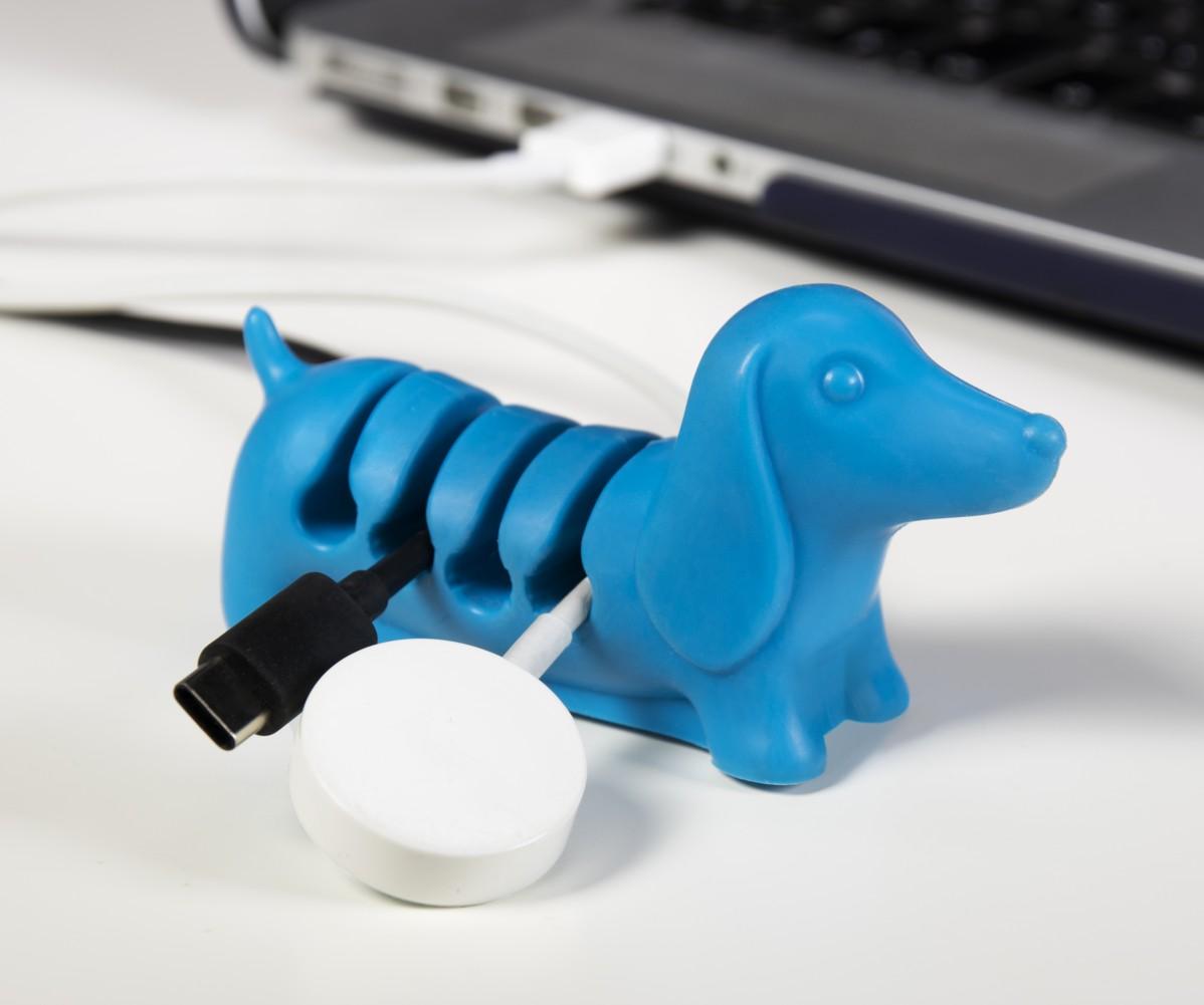 Beispielinhalt (Bild) KabelWaldi (Blau) | Organizer für Aufladekabel | USB-Kabel | Computerkabel | Schreibtisch