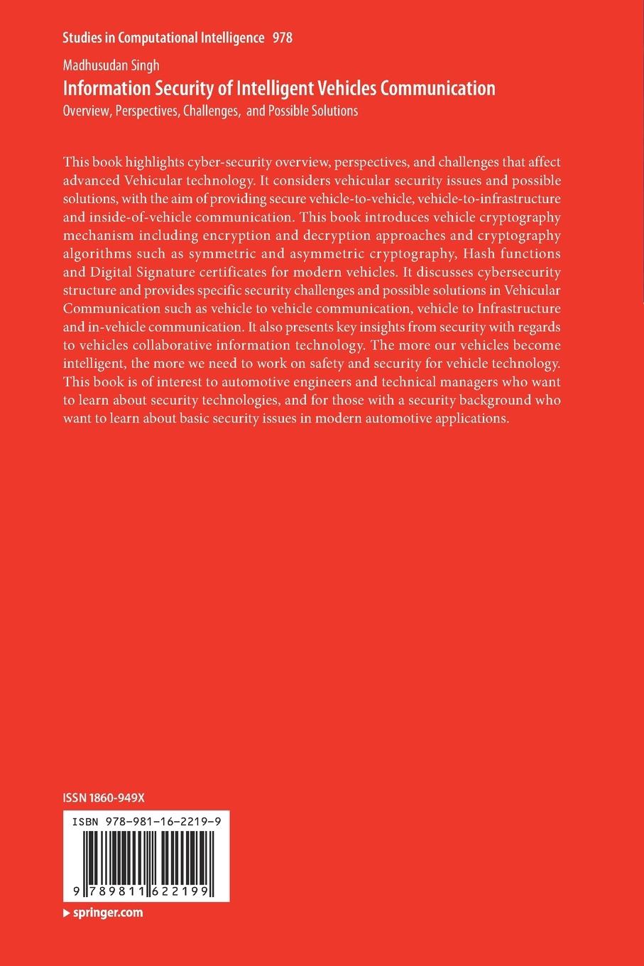 Rückseitencover Information Security of Intelligent Vehicles Communication