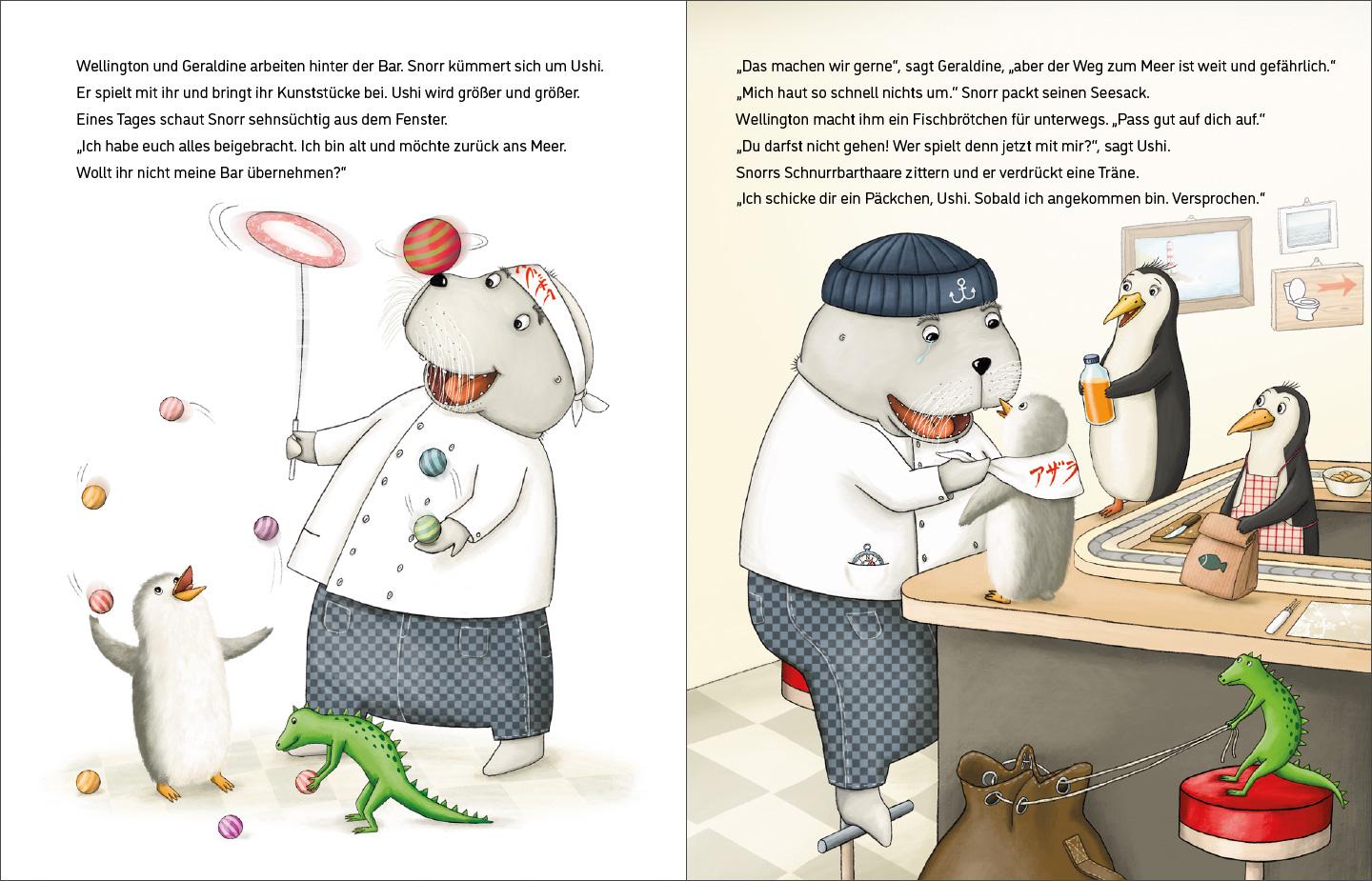 Beispielinhalt (Bild) Pinguine in der Sushi-Bar