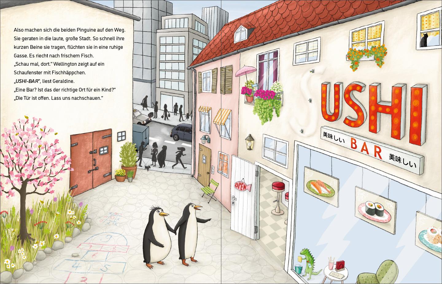 Beispielinhalt (Bild) Pinguine in der Sushi-Bar