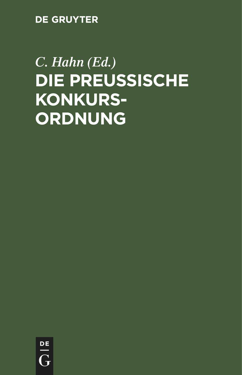 Vorderes Coverbild Die preußische Konkurs-Ordnung
