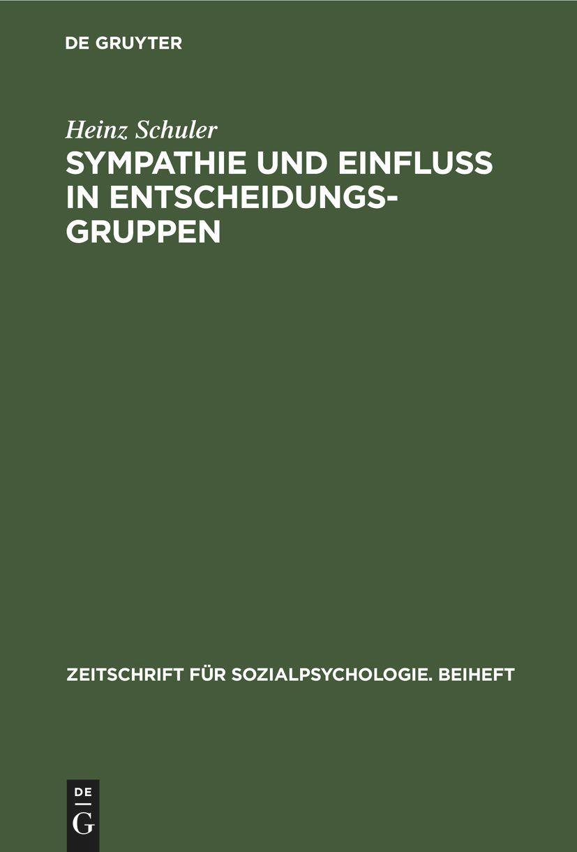 Vorderes Coverbild Sympathie und Einfluß in Entscheidungsgruppen