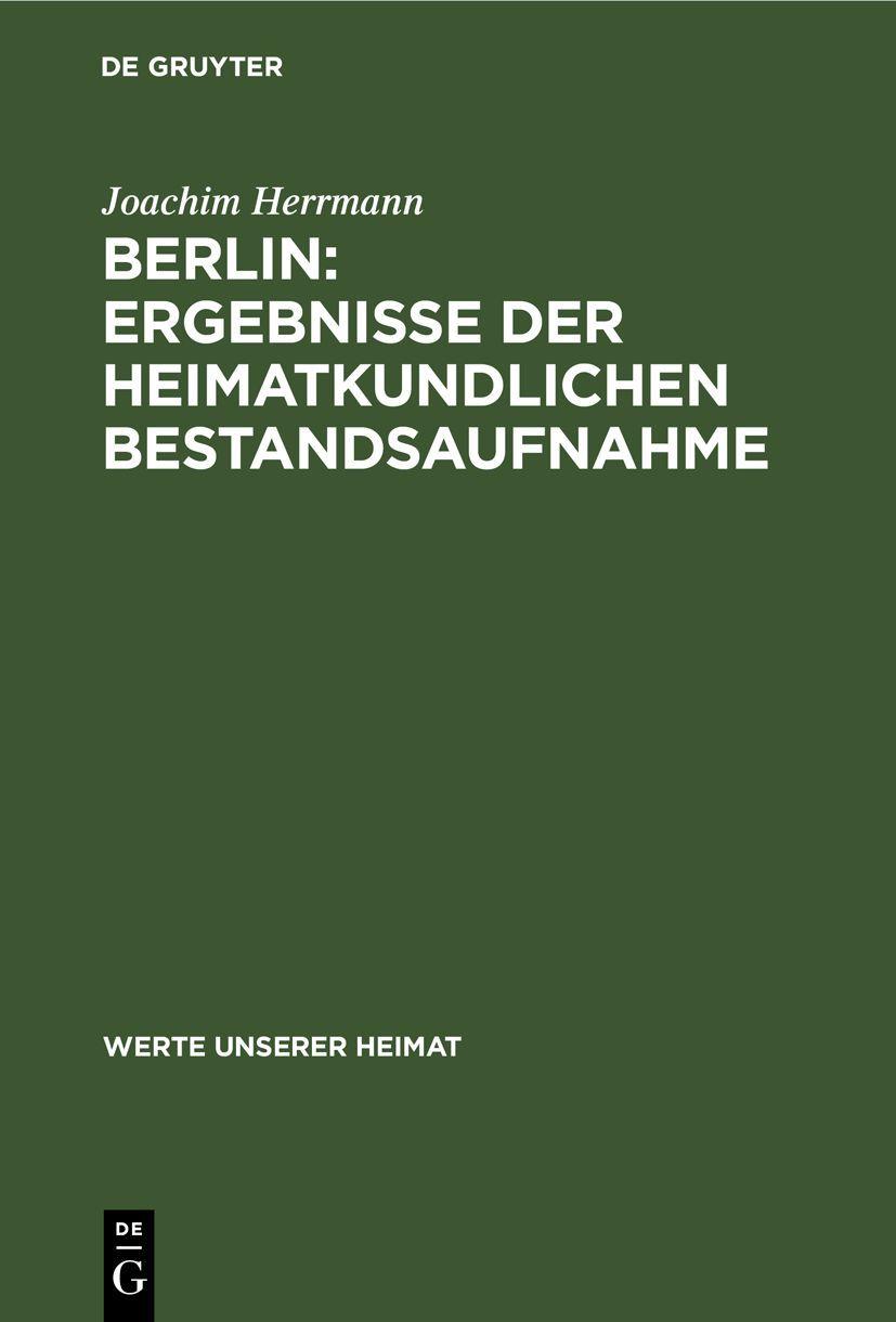 Vorderes Coverbild Berlin: Ergebnisse der heimatkundlichen Bestandsaufnahme