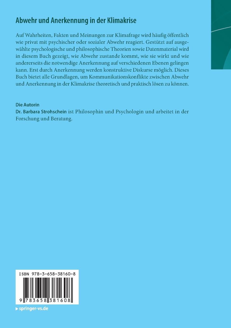 Rückseitencover Abwehr und Anerkennung in der Klimakrise