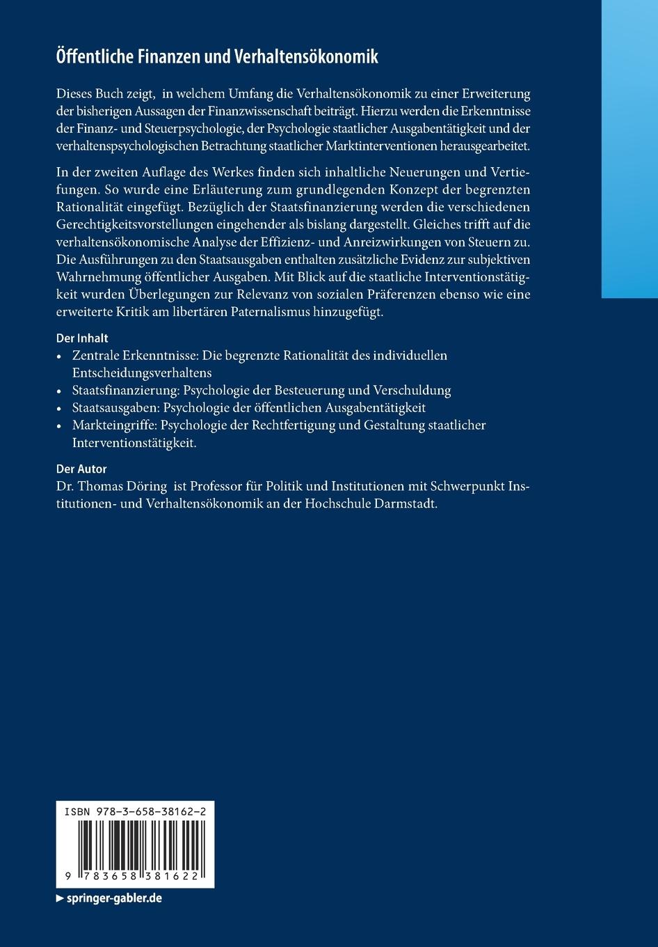 Rückseitencover Öffentliche Finanzen und Verhaltensökonomik