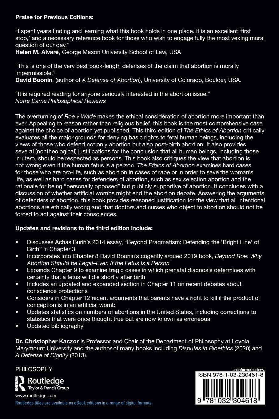 Rückseitencover The Ethics of Abortion