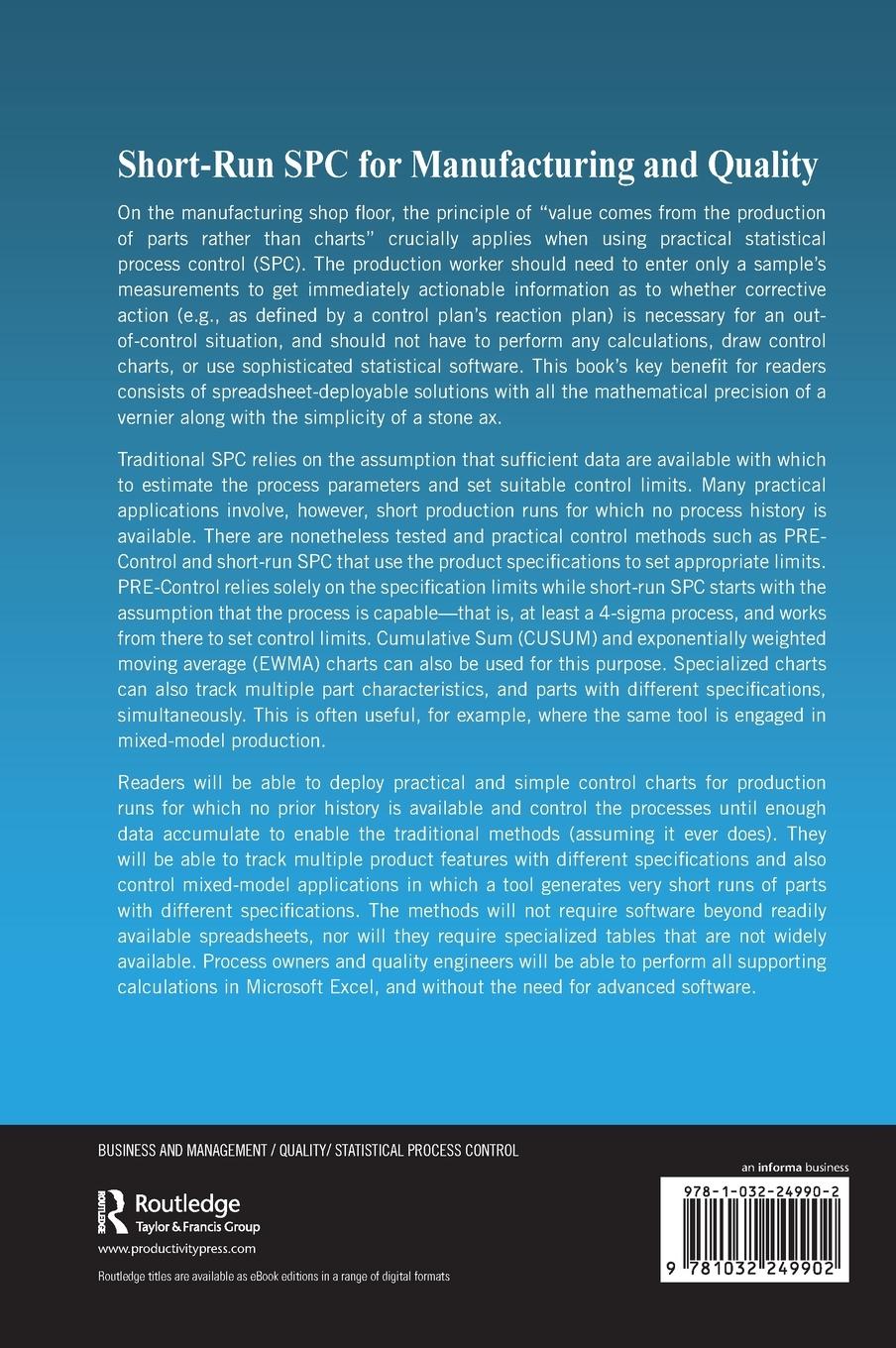 Rückseitencover Short-Run SPC for Manufacturing and Quality Professionals