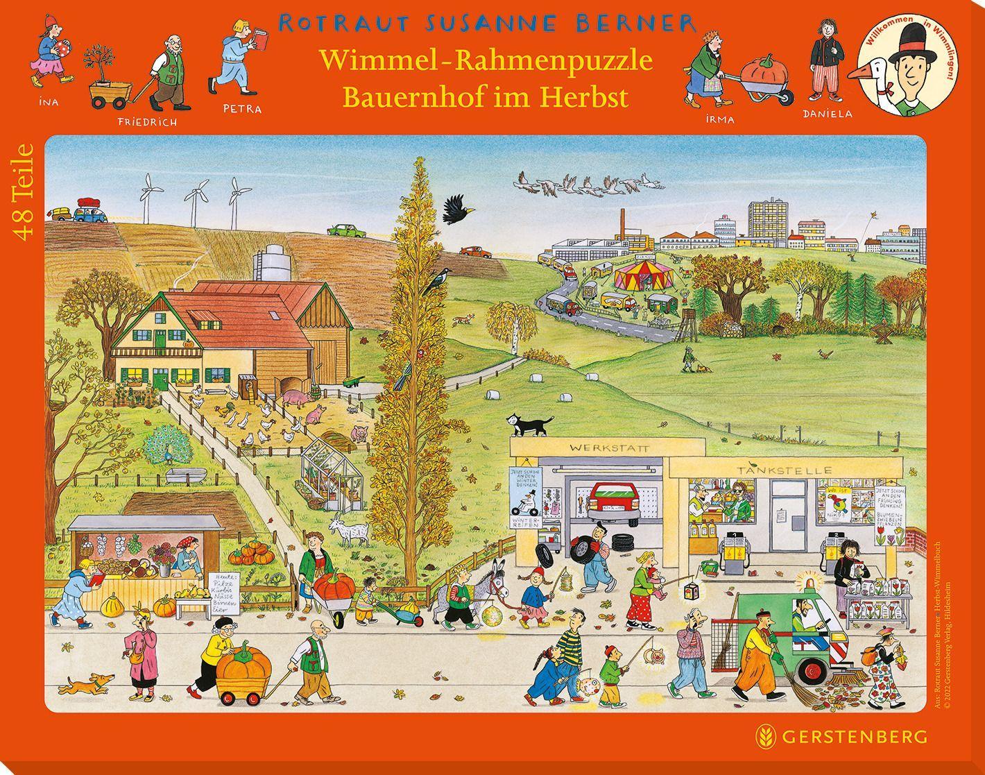 Vorderes Coverbild Wimmel-Rahmenpuzzle Herbst Motiv Bauernhof